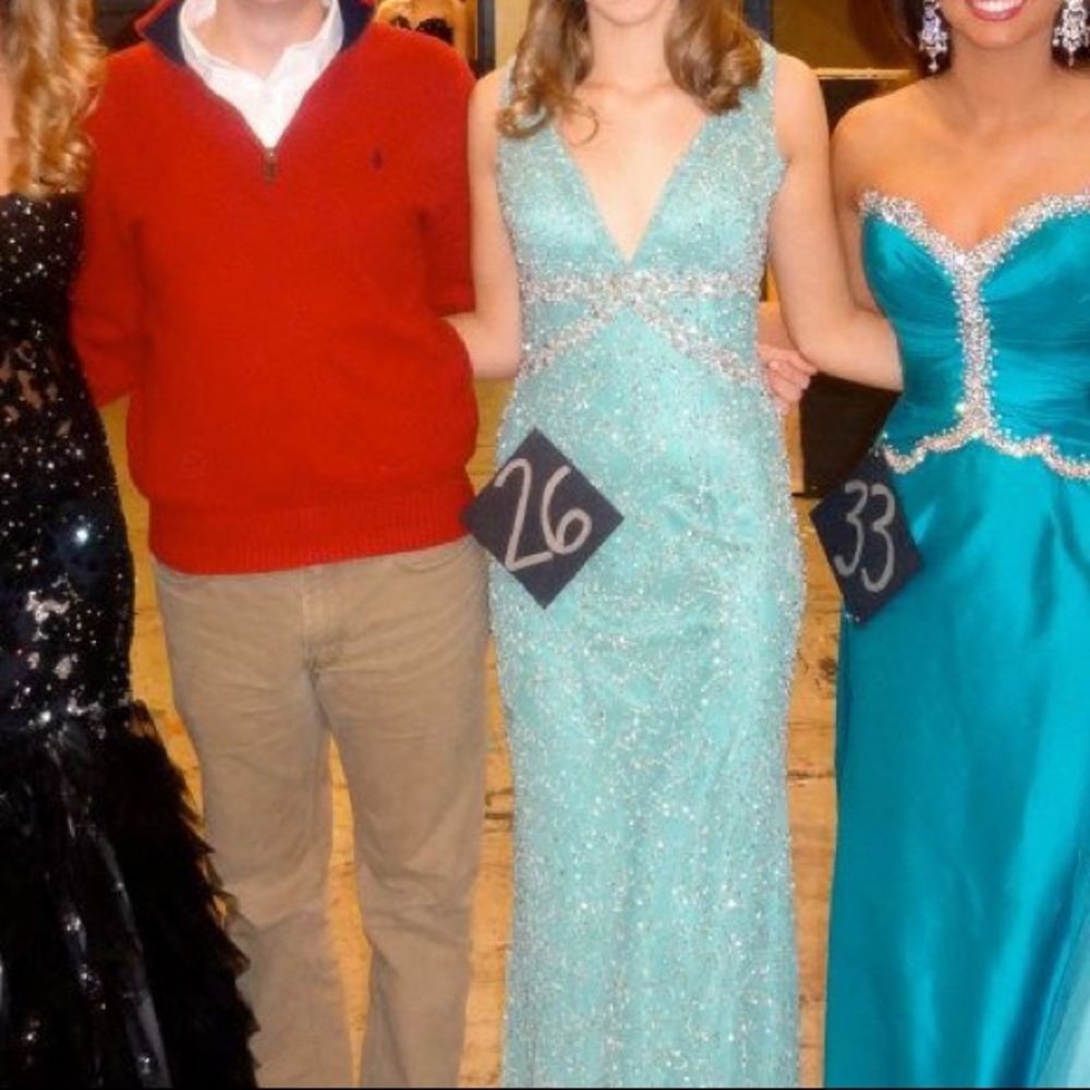 Turquoise beaded Prom dress